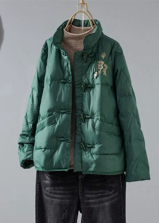 New Red Embroidered Pockets Cotton Filled Parka Winter QG026 OM-DJK241016