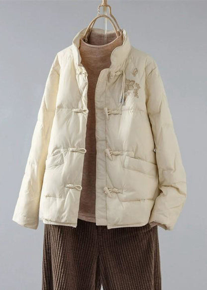 New Red Embroidered Pockets Cotton Filled Parka Winter QG026 OM-DJK241016