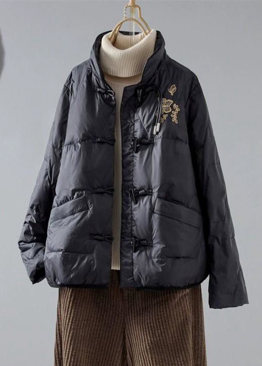 New Red Embroidered Pockets Cotton Filled Parka Winter QG026 OM-DJK241016