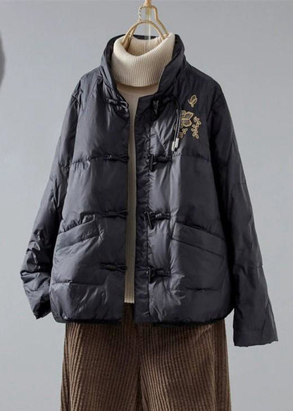 New Red Embroidered Pockets Cotton Filled Parka Winter QG026 OM-DJK241016