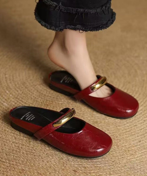 Faux Sandals Splicing Slide Leather Soft New Red FashionChic