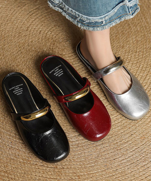 Faux Sandals Splicing Slide Leather Soft New Red FashionChic