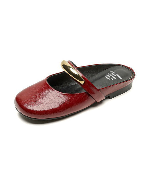 Faux Sandals Splicing Slide Leather Soft New Red FashionChic