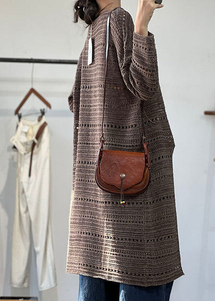 New Red O Neck Hollow Out Side Open Knit Dress Fall RU006 ABC