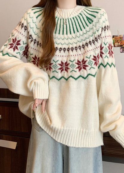 New Red O Neck Jacquard Thick Knit Sweaters Winter RG034 ABC