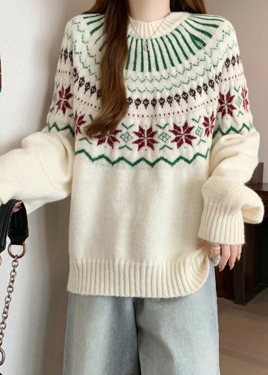 New Red O Neck Jacquard Thick Knit Sweaters Winter RG034 ABC