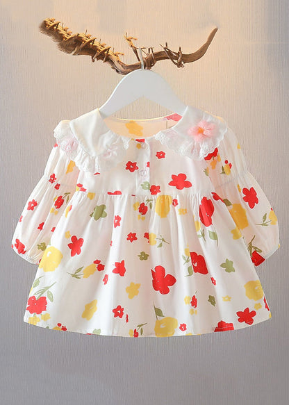 New Red Peter Pan Collar Button Print Cotton Baby Shirts Spring YU1049 WS-RCTZ-LTP240529