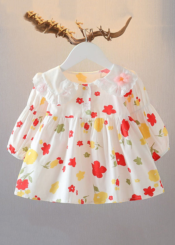 New Red Peter Pan Collar Button Print Cotton Baby Shirts Spring YU1049 WS-RCTZ-LTP240529