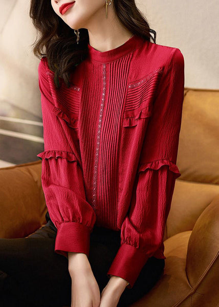 New Red Ruffled Original Design Cotton Shirt Spring RL046 ABC