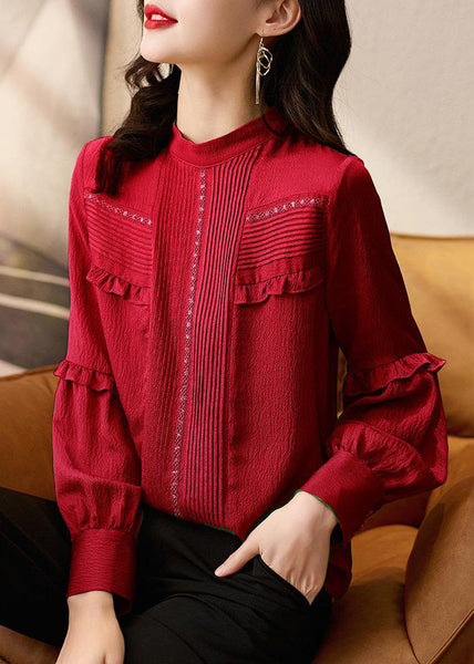 New Red Ruffled Original Design Cotton Shirt Spring RL046 ABC