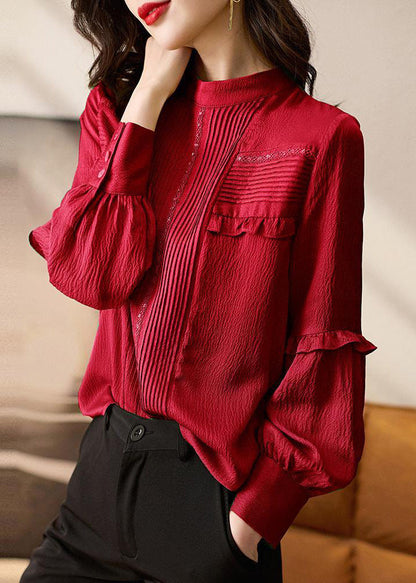 New Red Ruffled Original Design Cotton Shirt Spring RL046 ABC