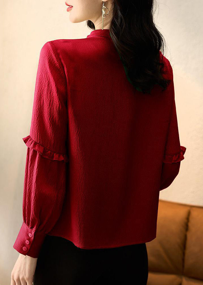 New Red Ruffled Original Design Cotton Shirt Spring RL046 ABC