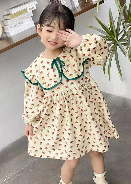 New Red Ruffled Print Cotton Girls Dress Fall XZ017 FALL-MM-RCTZ-FDGL240618