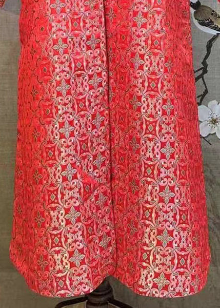 New Red Stand Collar Button Silk Coat Spring AS1014 Ada Fashion