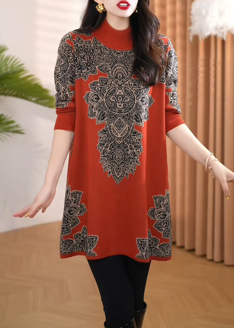 New Red Turtleneck Cozy Knit Sweaters Winter RF027 ABC