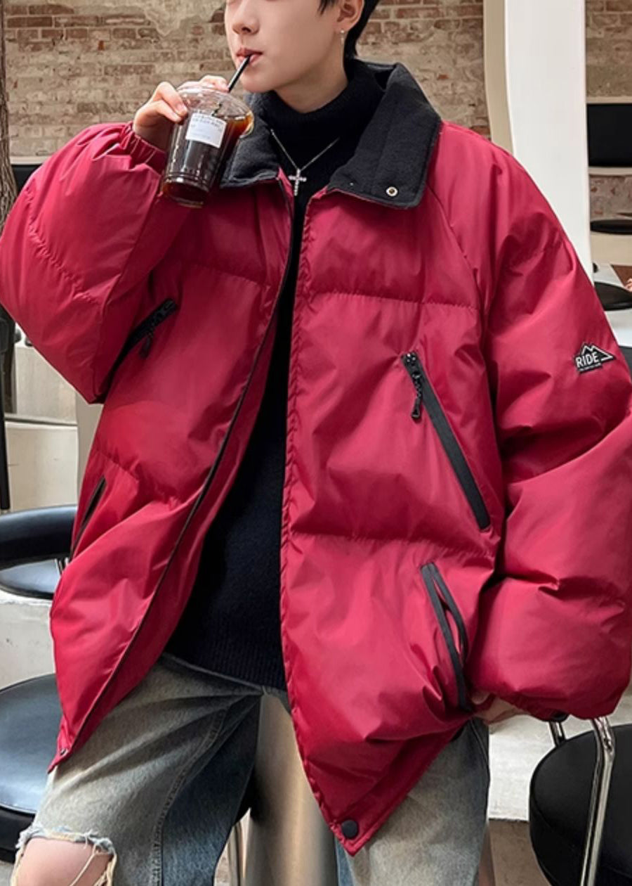 New Red Zippered Button Oversized Men Parkas Winter WL011 MENCW241123