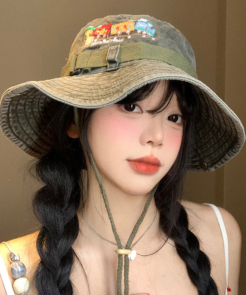 Army Hat Large Cowboy Retro Embroidered Green New Eaves FashionChic