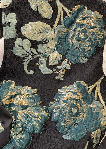 Black Tasseled Summer Jacquard Vests New Silk Retro FashionChic