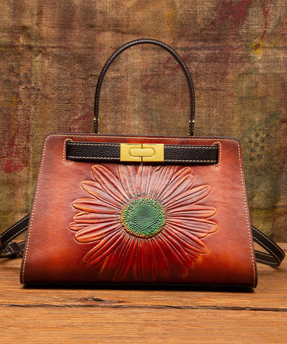 Retro Calf Bag Leather Brown New Embossed Messenger FashionChic