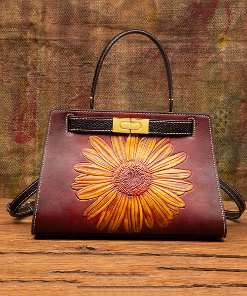 Retro Calf Bag Leather Brown New Embossed Messenger FashionChic