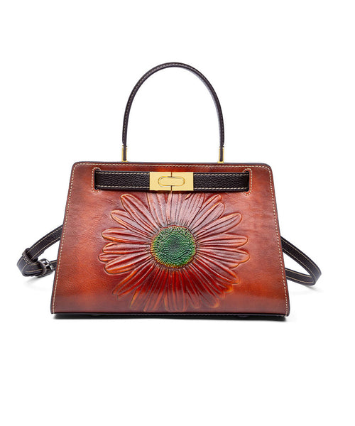 Retro Calf Bag Leather Brown New Embossed Messenger FashionChic