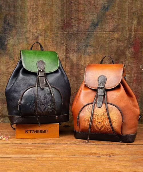 Leather Bag Capacity Backpack Brown New Retro Large Calf FashionChic