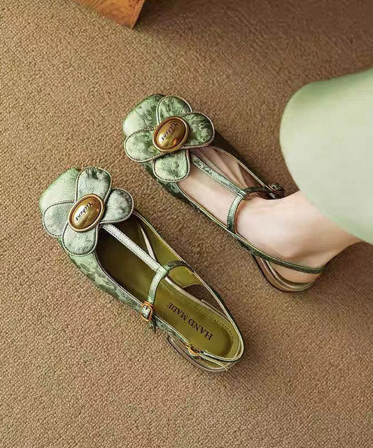 New Retro Green Floral Splicing Walking Sandals AA036 shoe-CS240815