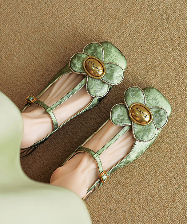 New Retro Green Floral Splicing Walking Sandals AA036 shoe-CS240815