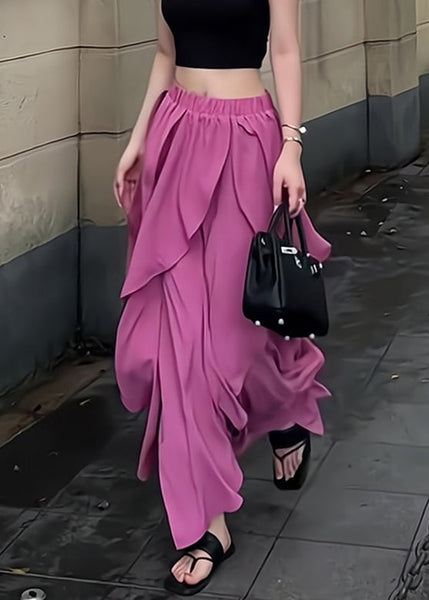 Waist Summer Asymmetrical Elastic New Rose Skirts Chiffon FashionChic