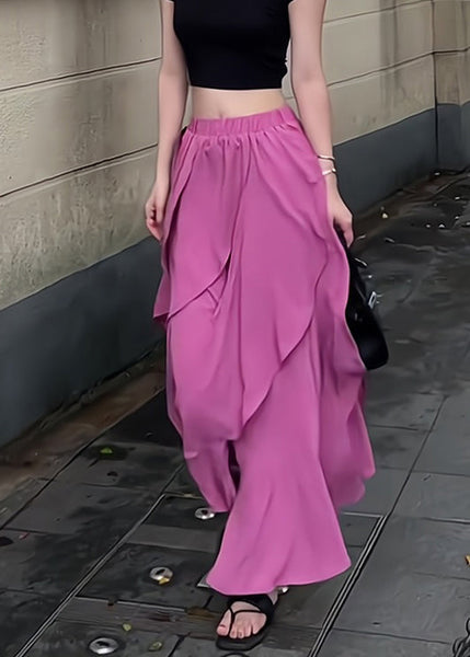 Waist Summer Asymmetrical Elastic New Rose Skirts Chiffon FashionChic