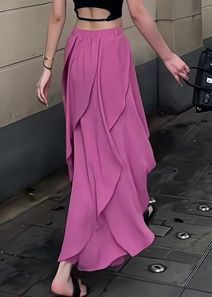 Waist Summer Asymmetrical Elastic New Rose Skirts Chiffon FashionChic