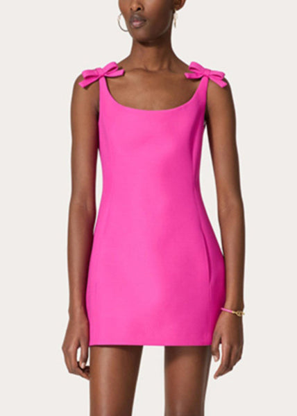 Mini Rose New Cotton Dress Pockets Sleeveless Solid Bow FashionChic