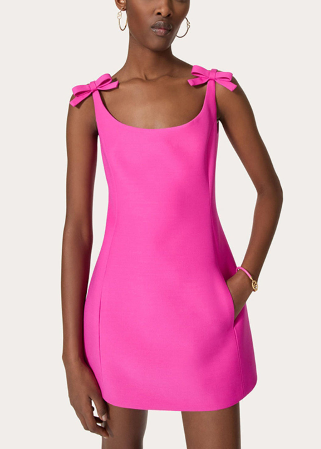 Mini Rose New Cotton Dress Pockets Sleeveless Solid Bow FashionChic