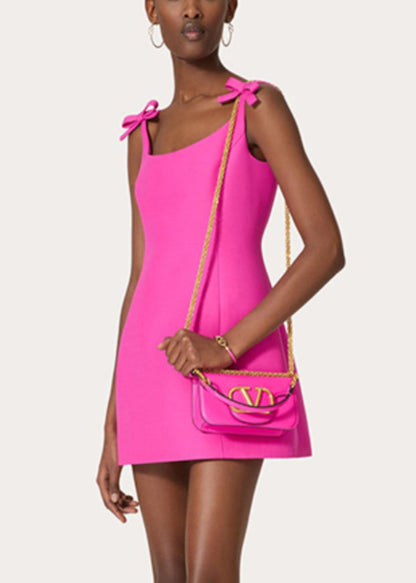 Mini Rose New Cotton Dress Pockets Sleeveless Solid Bow FashionChic