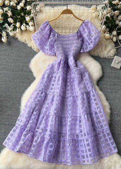 New Rose Square Collar High Waist Chiffon Dresses Summer TR036 ZS-SDL240730