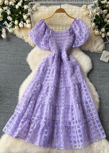 New Rose Square Collar High Waist Chiffon Dresses Summer TR036 ZS-SDL240730