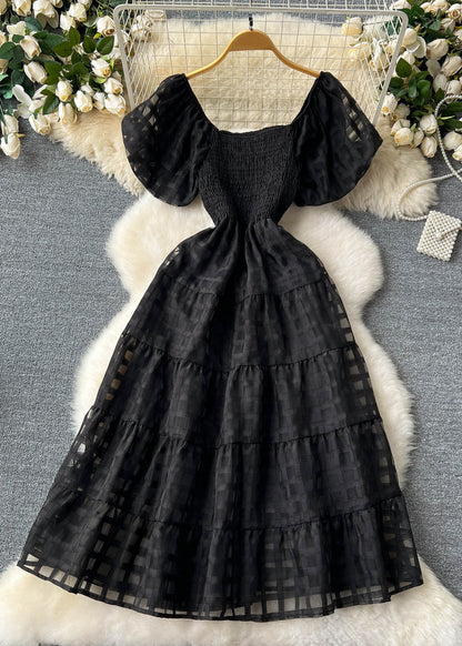 New Rose Square Collar High Waist Chiffon Dresses Summer TR036 ZS-SDL240730