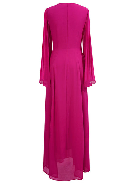 New Rose Square Collar Wrinkled Chiffon Long Dresses Fall AM1012 Genistyle Shop