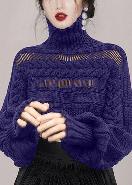 New Rose Turtleneck Hollow Out Cable Knit Sweaters Winter WK009 OM-SW241119