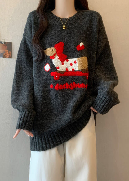 New Rust O Neck Jacquard Thick Christmas Knit Sweaters Winter RG041 ABC