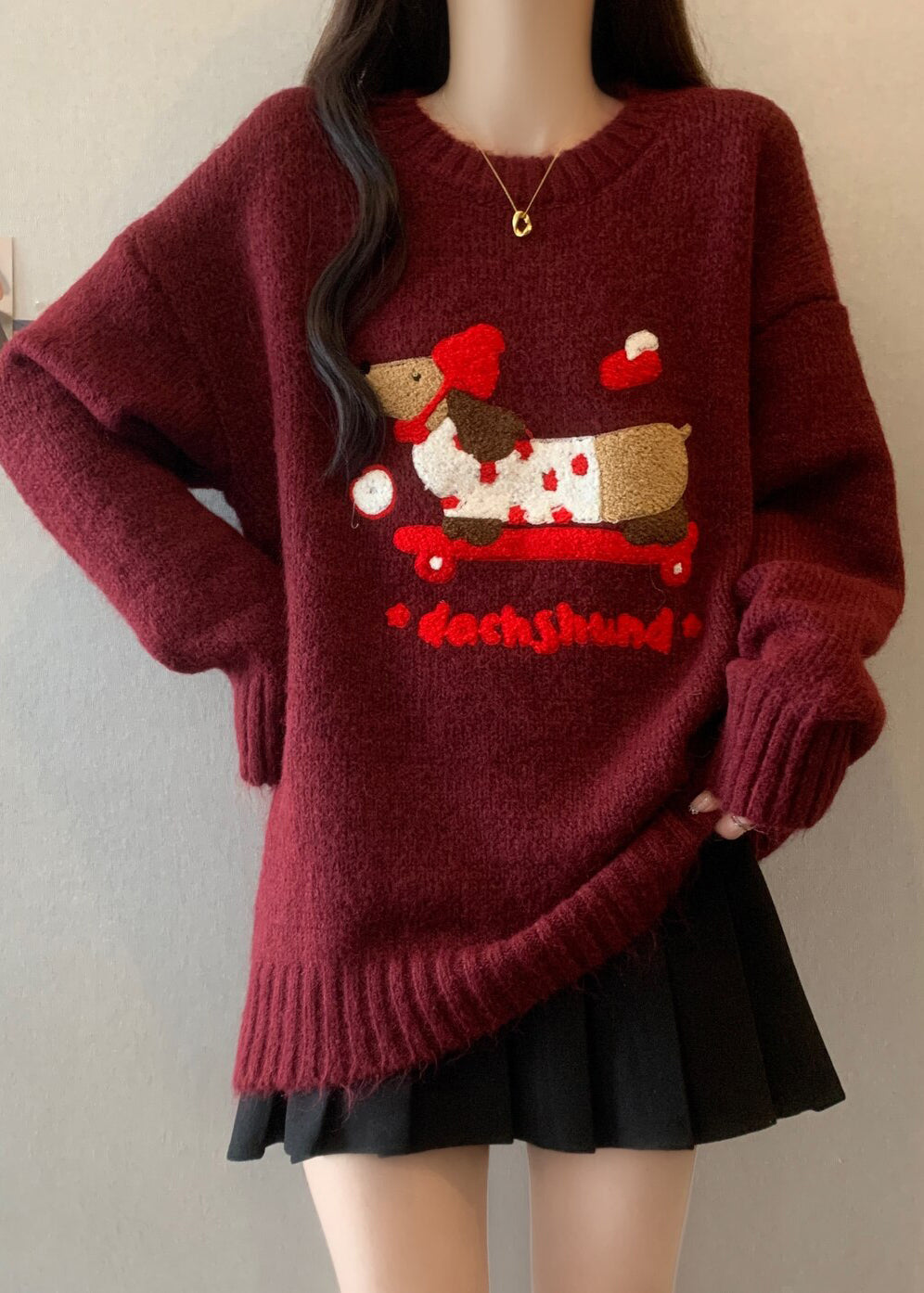 New Rust O Neck Jacquard Thick Christmas Knit Sweaters Winter RG041 ABC