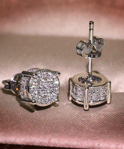 New Silk Sterling Silver Zircon Stud Earrings WP022 JEW-EAR241112