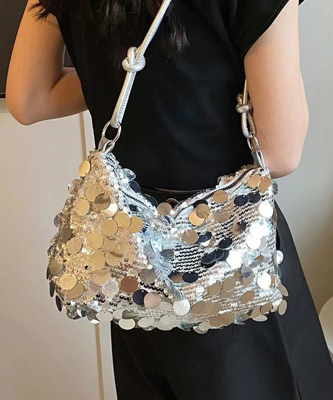 New Stylish Silver Sequins Satchel Bag Handbag QF015 Bag-BGS241017