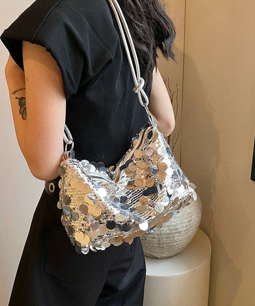 New Stylish Silver Sequins Satchel Bag Handbag QF015 Bag-BGS241017