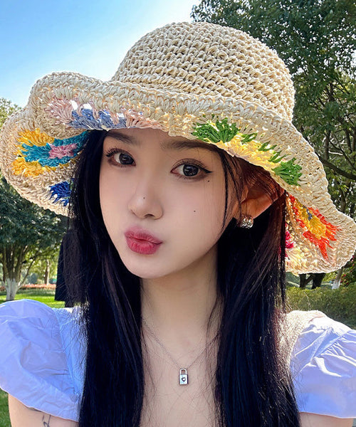 Beige Protection Hat Straw Shading Summer Sun Woven New FashionChic