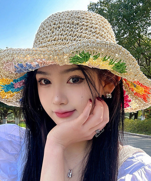 Beige Protection Hat Straw Shading Summer Sun Woven New FashionChic