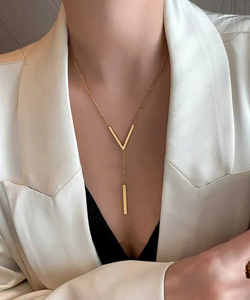 V-Shaped New Gold Clavicle Colour Chain Long Neckla Sexy FashionChic