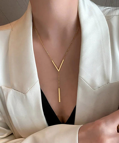 V-Shaped New Gold Clavicle Colour Chain Long Neckla Sexy FashionChic