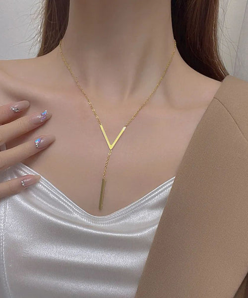 V-Shaped New Gold Clavicle Colour Chain Long Neckla Sexy FashionChic