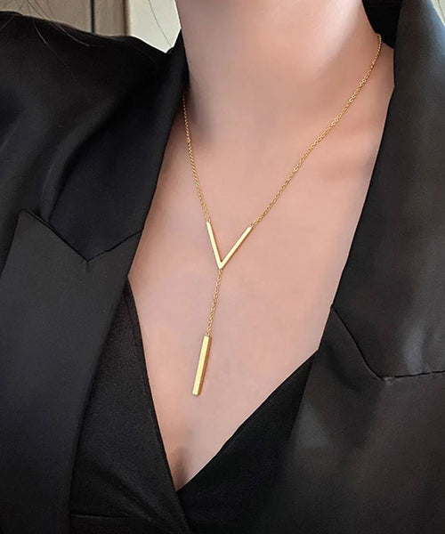 V-Shaped New Gold Clavicle Colour Chain Long Neckla Sexy FashionChic